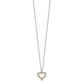 Sterling Silver 12K Gold Open Heart Necklace with Rhodium Finish